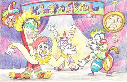 Three of the many clowns in Bump's Circus invite you to come in to their school to learn how to clown, or just to have fun and meet the clowns!